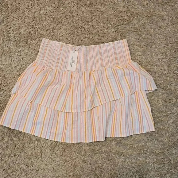 NWT Vineyard Vines Neon Rosa Harbor Smocked tiered Mini Skirt Cottagecore - Picture 4 of 8